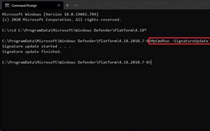 Command Prompt Windows Defender