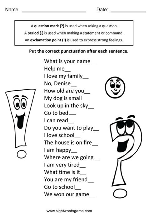 Command And Exclamation Worksheets