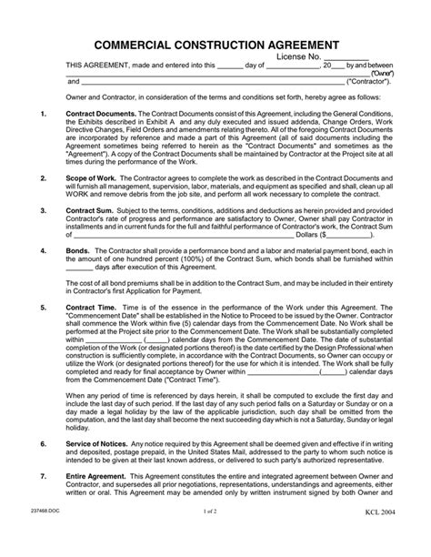 Commercial Building Contract Template
