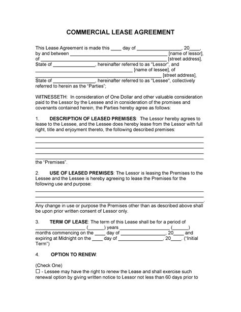 Commercial Rental Contract Template