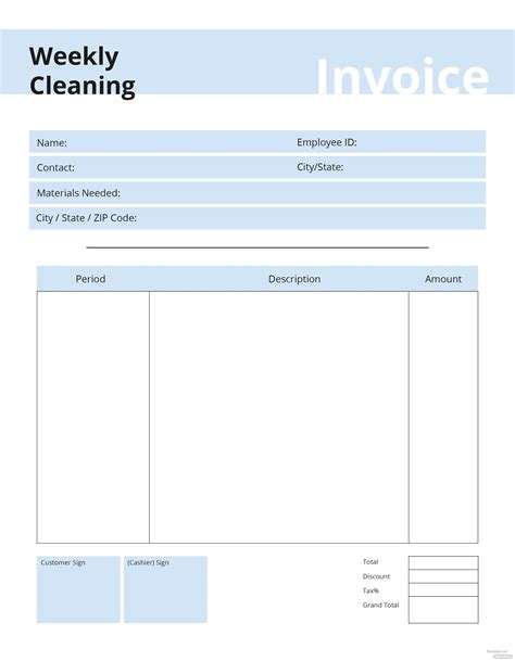 Commercial Cleaning Invoice Template Free
