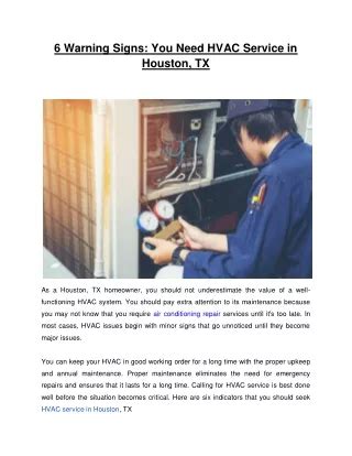 Commercial HVAC Repair Houston Warning Signs