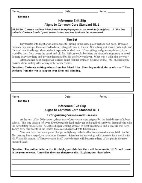 Common Core Inference Worksheets