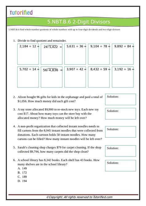 Common Core Math Word Problems 5th Grade Worksheets