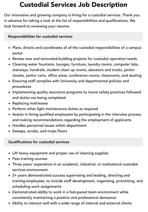 Common Examples of Custodial Services