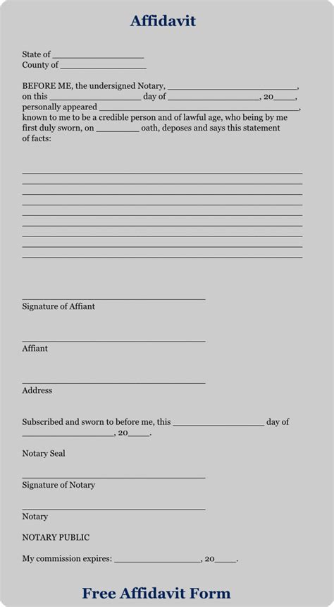 Common Printable Blank Affidavit Forms PDF