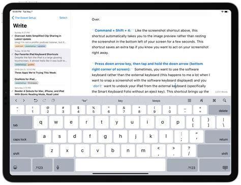 Common iPad keyboard shortcuts