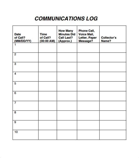 Communication Record Template