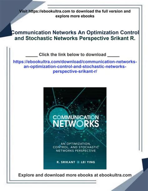 Communication Networks: An Optimization Control And Stochastic Networks Perspective