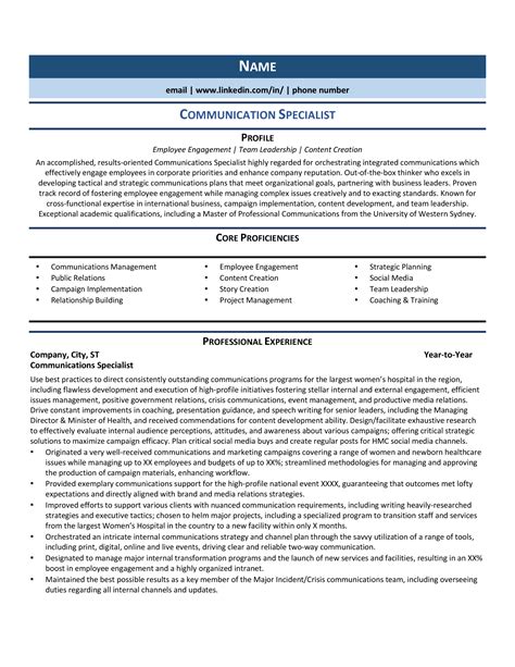 Expert Communications Specialist Resume Examples LiveCareer