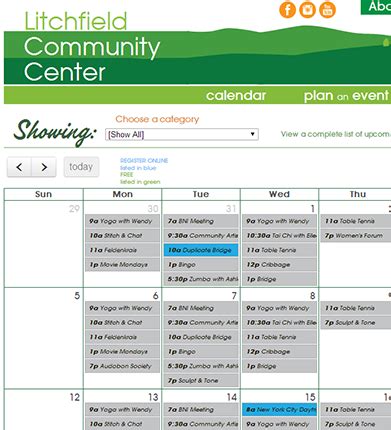 Community Center Calendar