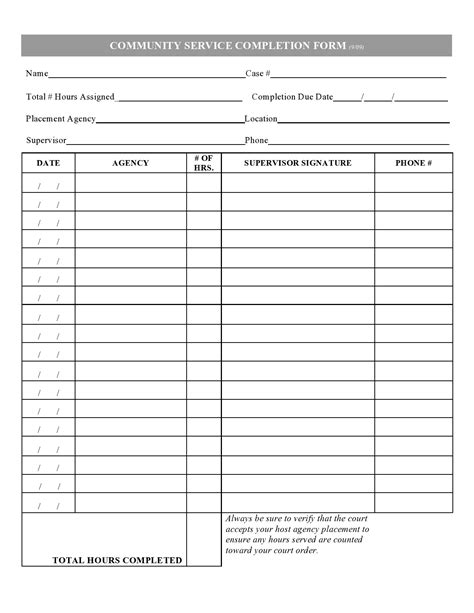 Community Service Template Word