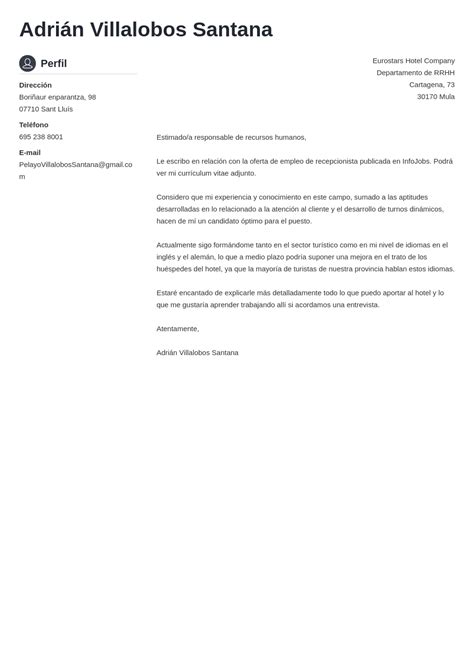 Carta De Presentacion O Curriculum