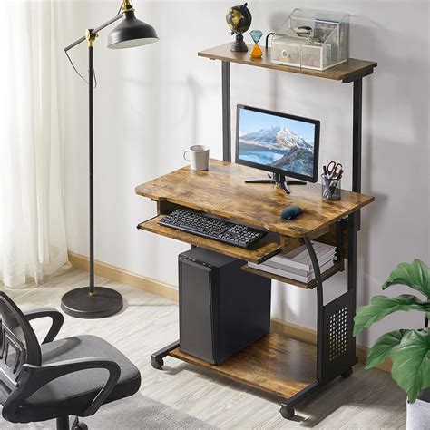 Commendable Small Computer Desk With Bookshelf Printer shelf, Small