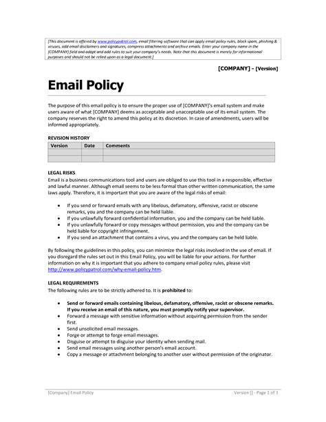 Company Email Policy Template