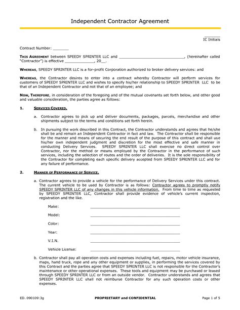 Company Truck Driver Contract Agreement