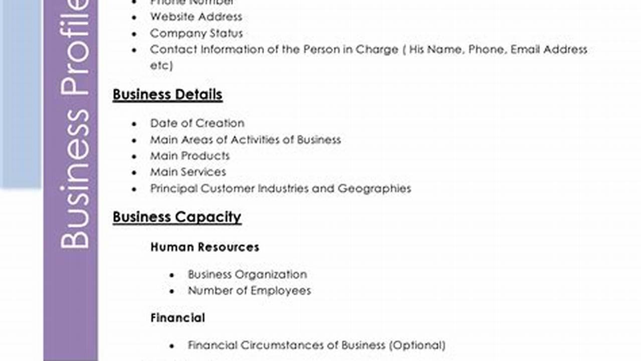 Company Information, Sample Templates