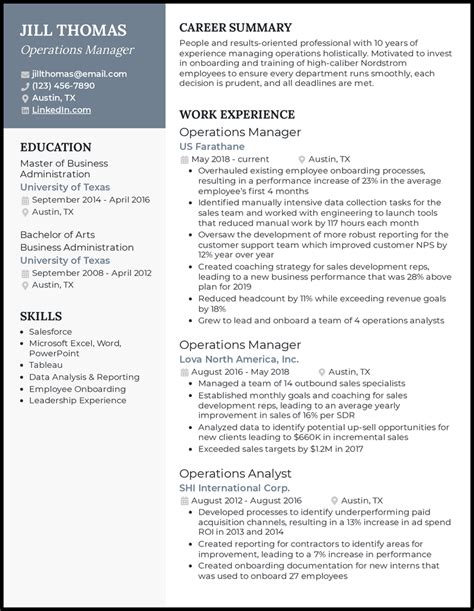 Company Resume Sample Format