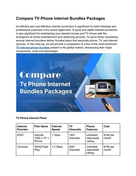 Compare Phone Internet And Tv Packages