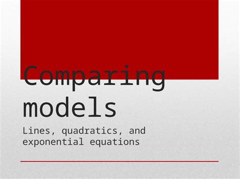 Comparing models