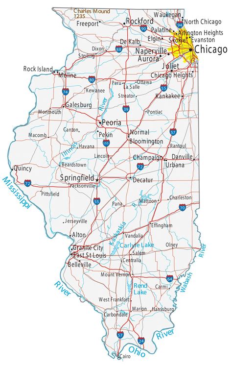 A county map of Illinois with cities