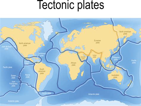 World Map with Tectonic Plates