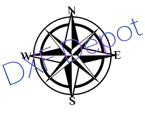 Download Compass, Compass Rose Silhouette Commercial Use DXF Files