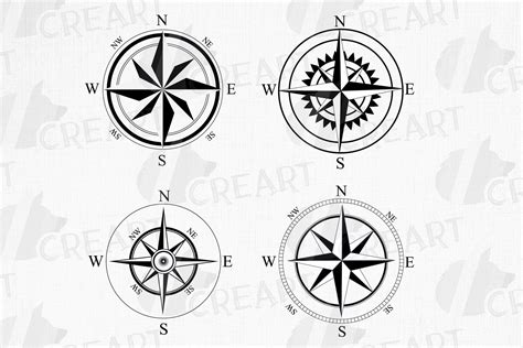Download Compass, Compass Rose Silhouette Files