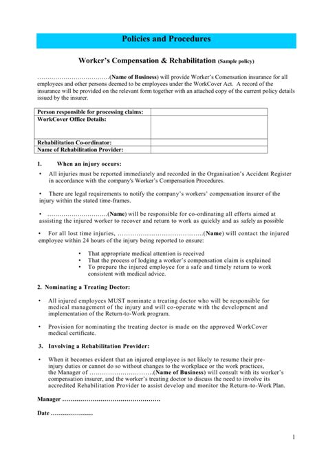 Compensation Policy Template
