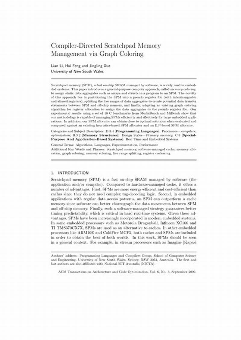 Compiler Directed Scratchpad Memory Management Via Graph Coloring