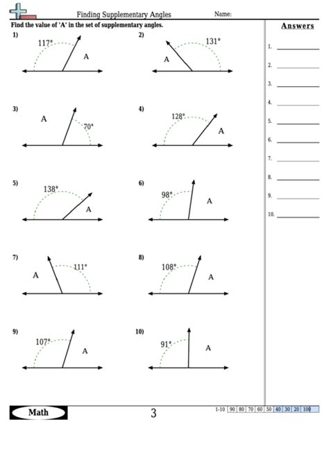 Complementary And Supplementary Angles Worksheet