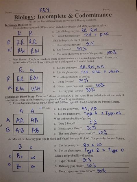 Complete Genetics Blood Types Worksheet Answer Key