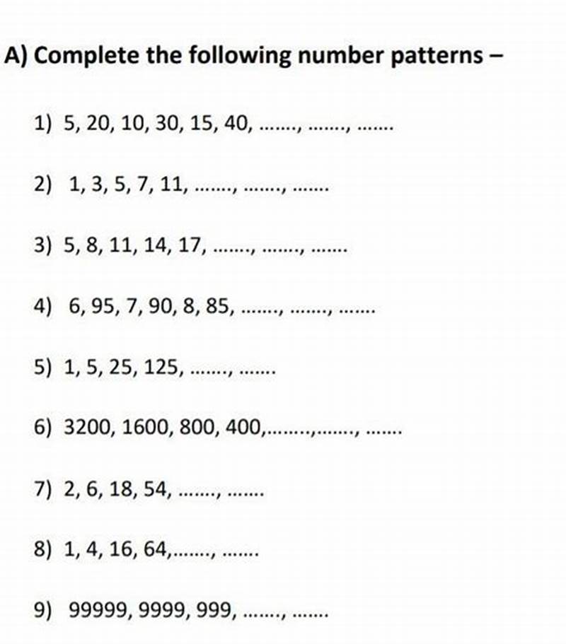 Complete The Pattern Numbers With Answers