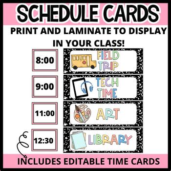 Composition Notebook Reusable Life Schedule Printable