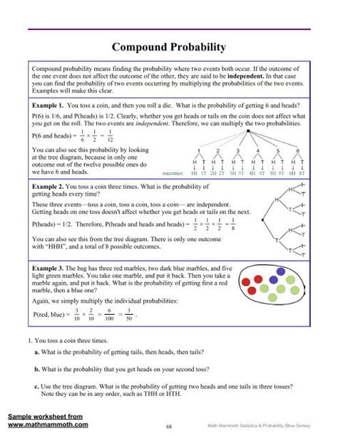 Compound Probability Worksheet Answers