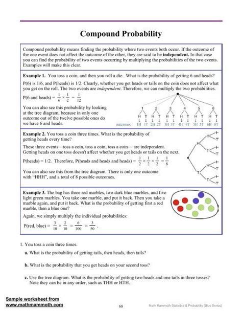Compound Probability Worksheet With Answers