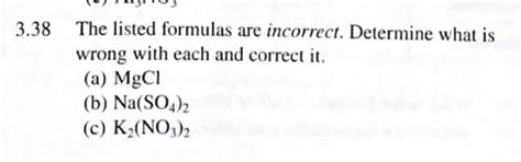 Compound Incorrect Formulas What Is Wrong Correct Formula Chart Workseet