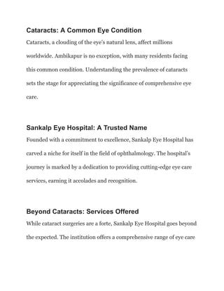 Comprehensive Care Cataracts and Beyond