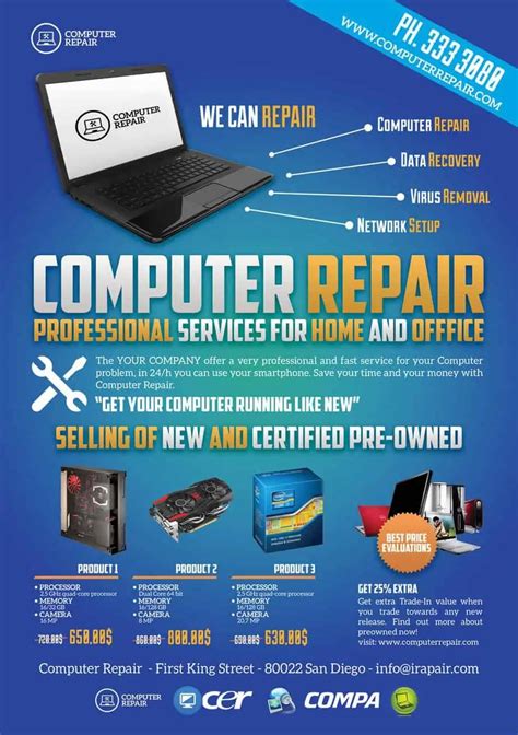 Computer Repair Flyers 15+ Free PSD, Vector AI, EPS Format Download
