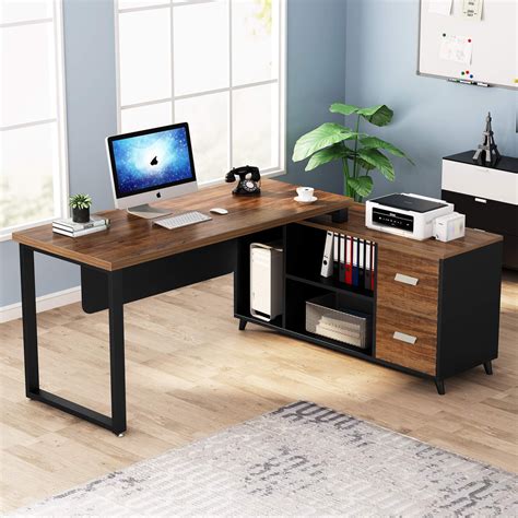 Tribesigns LShaped Computer Desk, 55 inches Executive Desk with File Gaming Desk
