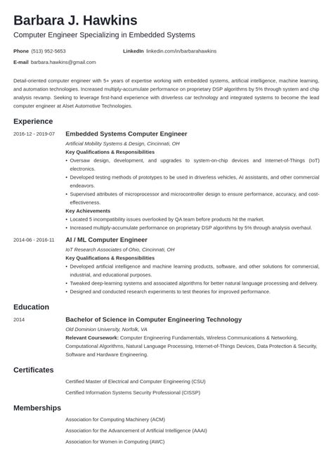 Computer Engineering Internship Resume Template