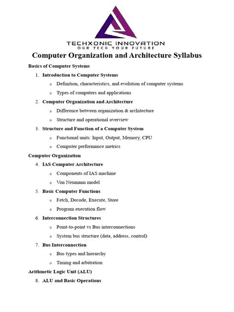 Computer Organization Syllabus