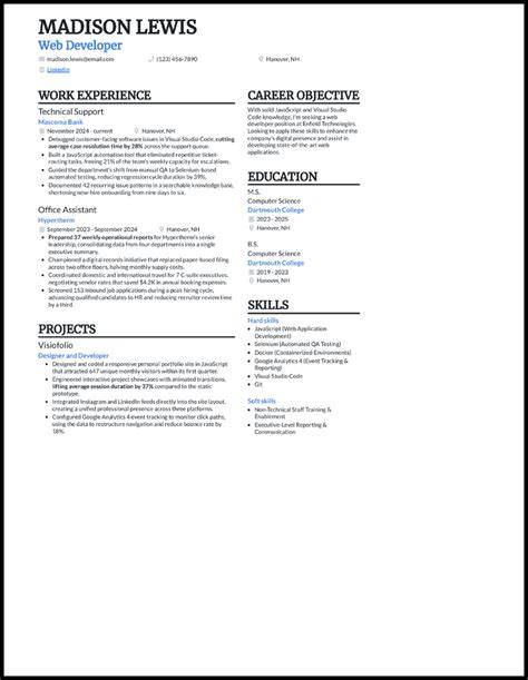 Computer Science Student Resume No Experience