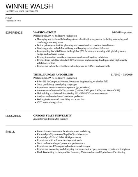 Computer System Validation Resume Template