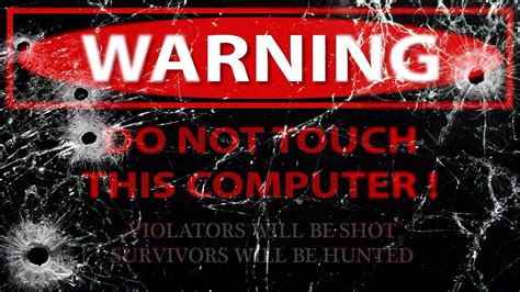 Computer screen with warning signs