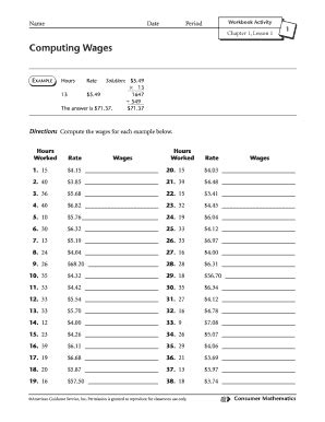 Computing Wages Worksheet Answer Key