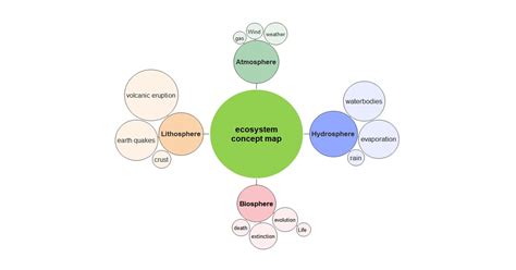Concept map for terrestrial ecosystems. Links are shown between