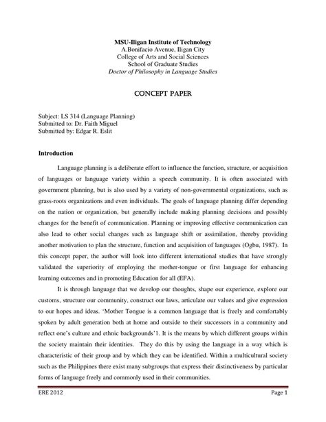 Concept Paper Format Example