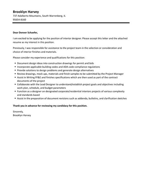 Conclusion cover letter for interior design with no experience