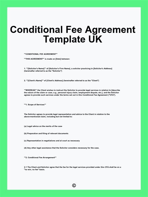 Conditional Fee Agreement Template - Best Template Collection